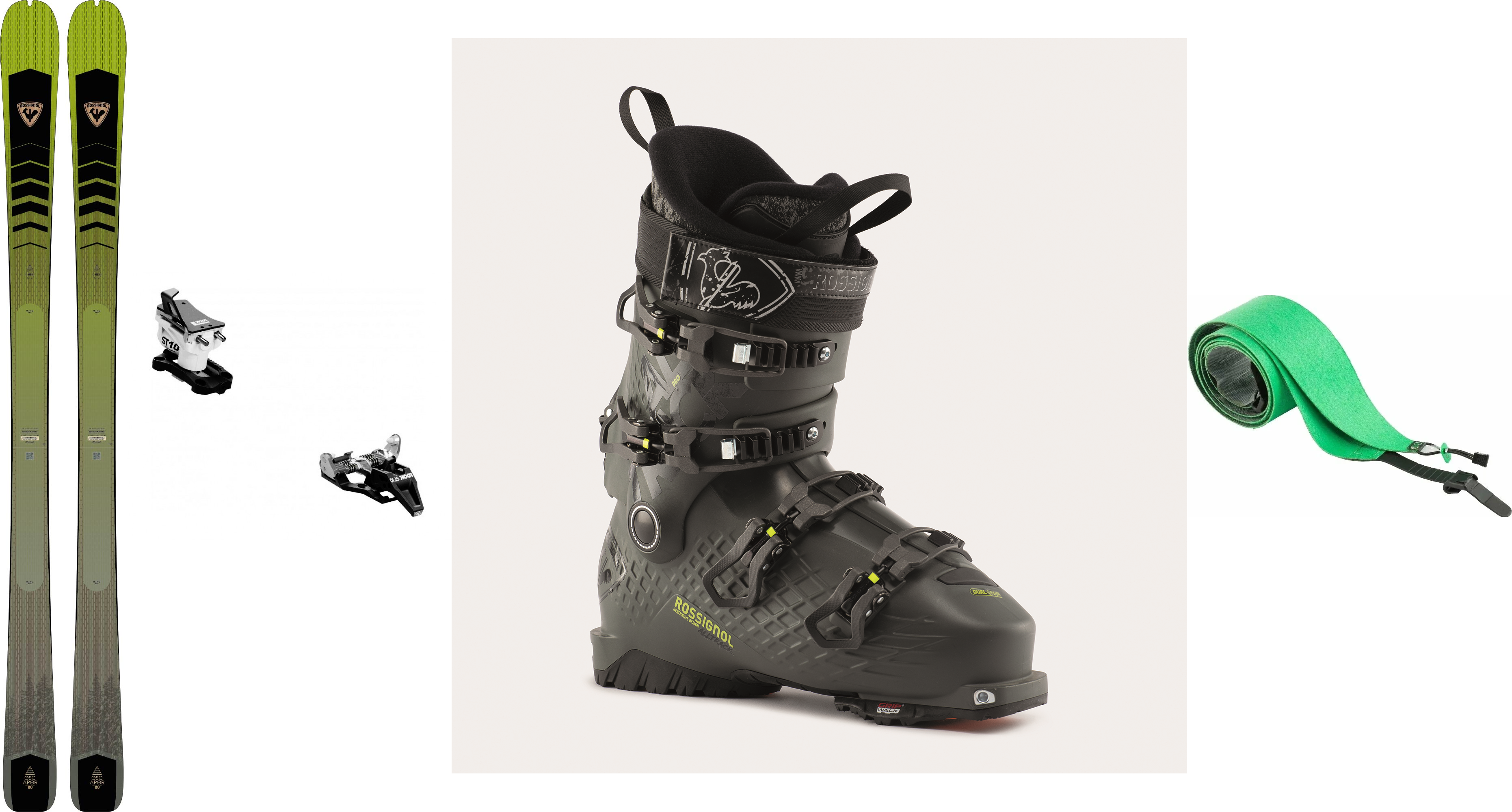 SKIALP SET - Lyže Rossignol Escaper 80 Open + vázání Look ST 10 Black/White + Rossignol Alltrack Pro RT LT GW slate grey + pásy Rossignol L2 Skin Escaper 80 / 80 Pro