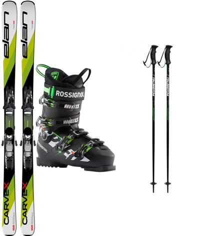 lyže ELAN CARVE X LS+ vázání EL10 + lyžařské boty Rossignol Speed 80 black +  hůlky