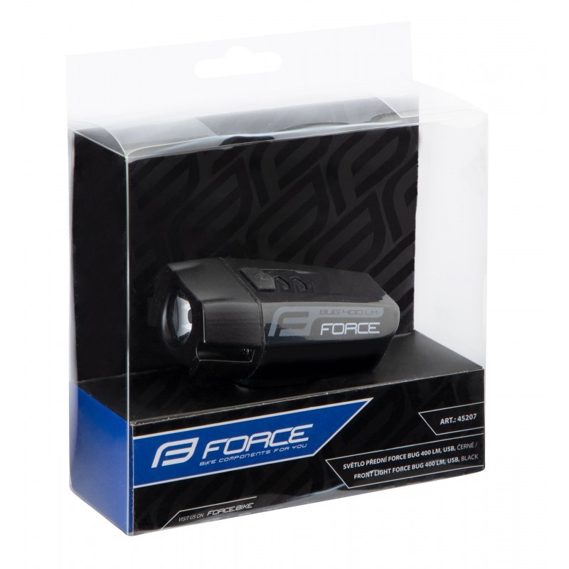 světlo predné Force Bug 400LM USB černé